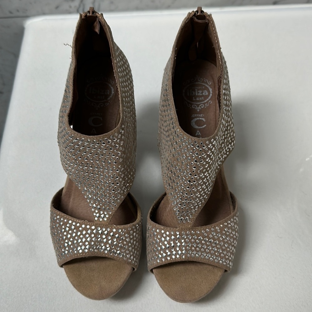 Sequin platform heel